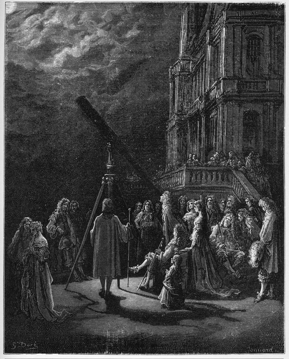 Un Animal dans la Lune - zwierzę na Księżycu - z „Bajek” Jeana de La Fontaine (Lafontaine) (1621-95) - rycina wg Gustave
