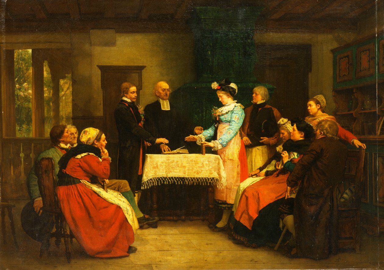 Wesele alzackie, 1869 autorstwa Gustave Brion