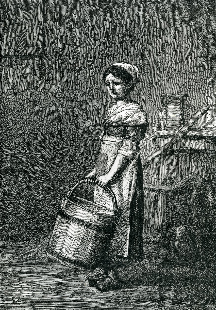 Cosette niosąca wiadro, ilustracja z 