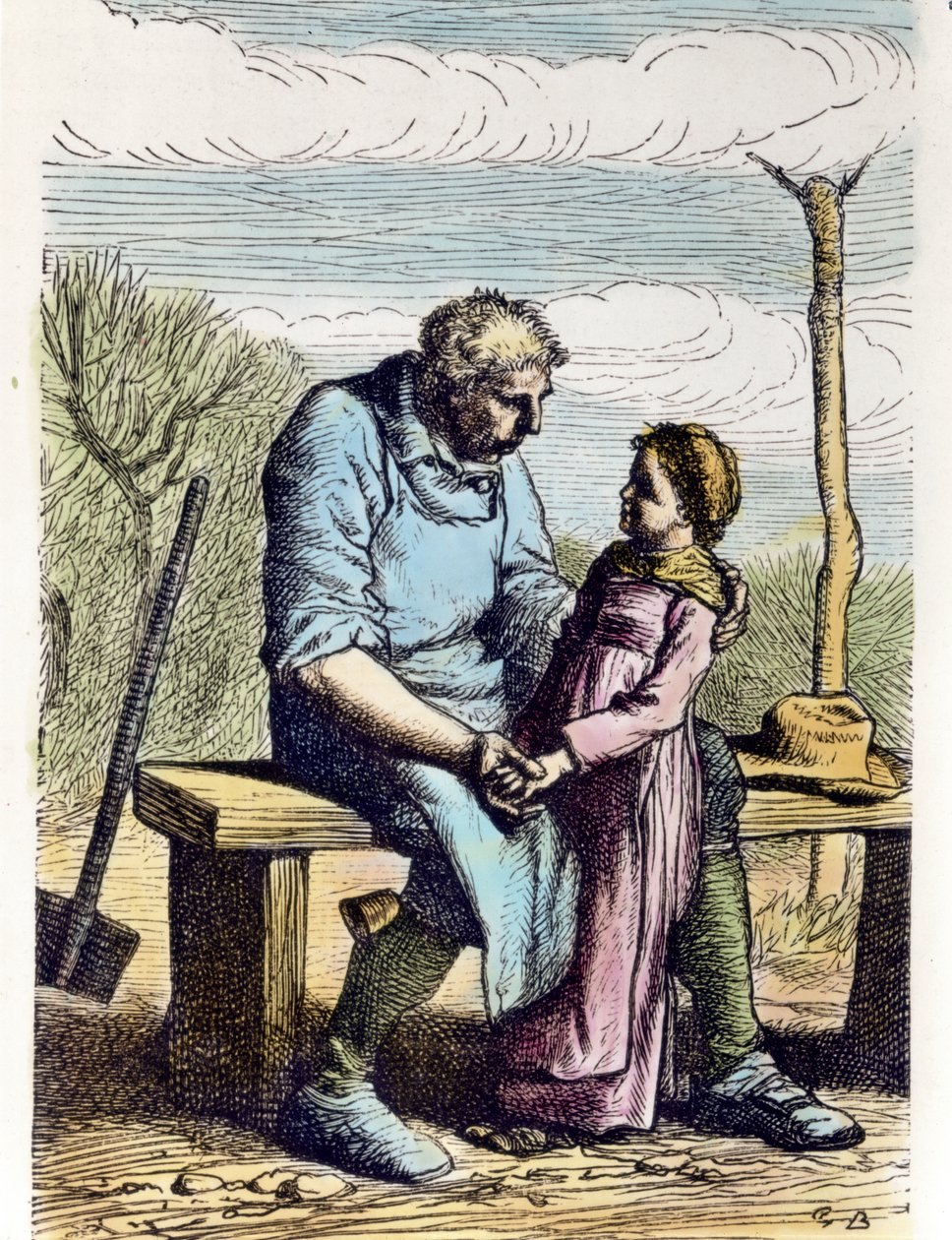 Cosette miała pozwolenie od Les Miserables. 1865 (rycina) autorstwa Gustave Brion