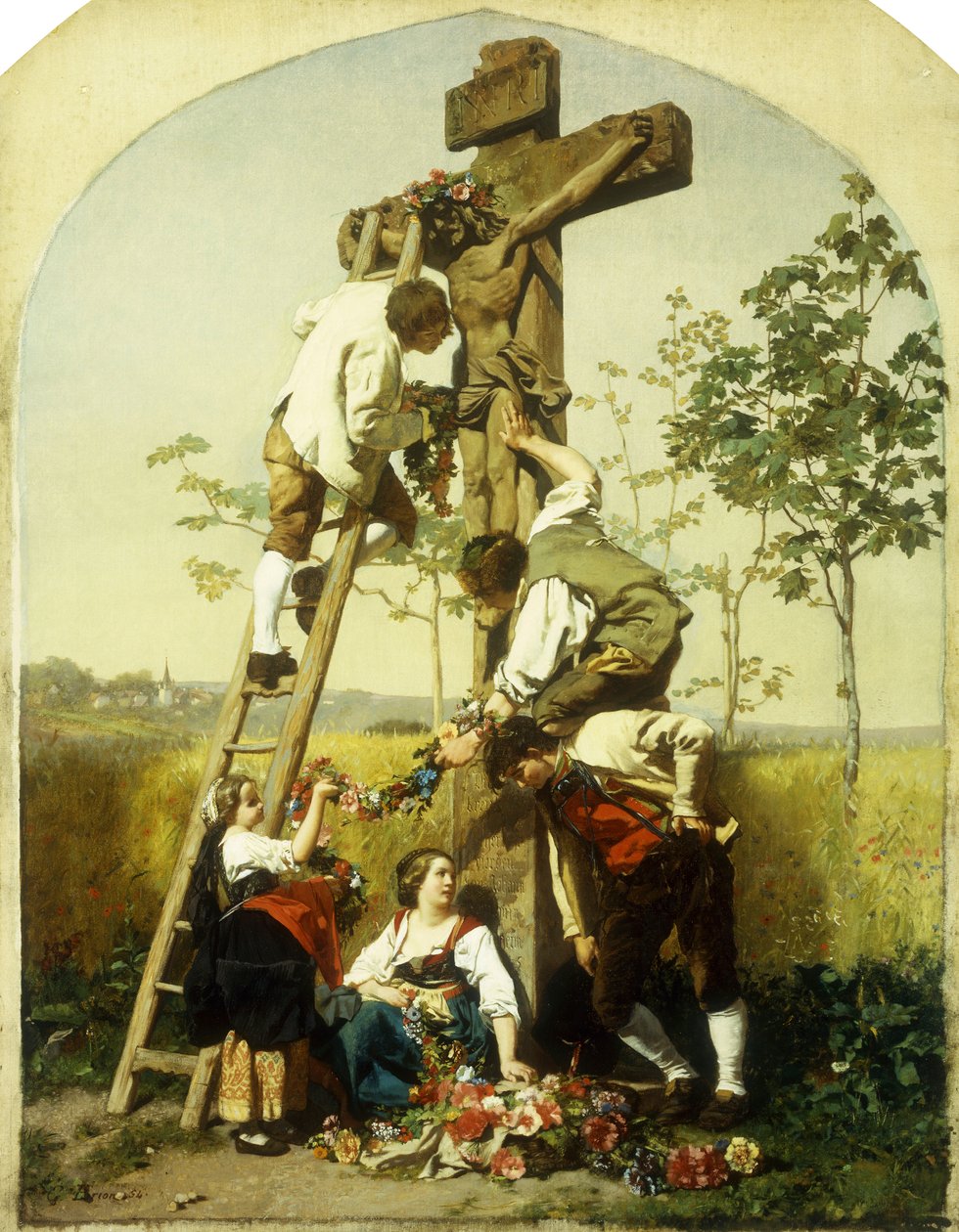 Dekorowanie sanktuarium, 1854 autorstwa Gustave Brion