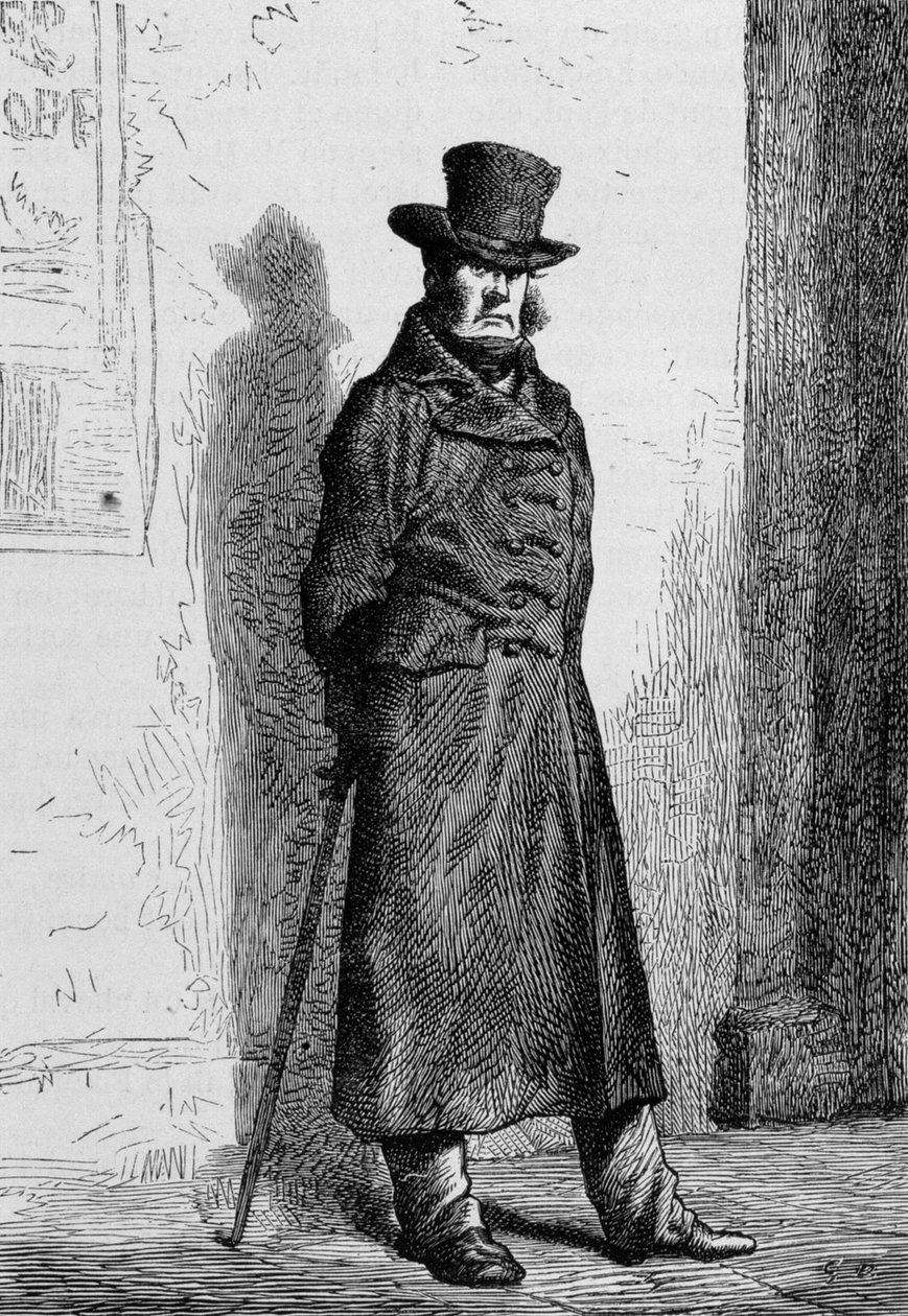 Javert - w „Nędznym” Victora Hugo, il. przez Briona, wyd. Hetzel i Lacroix autorstwa Gustave Brion
