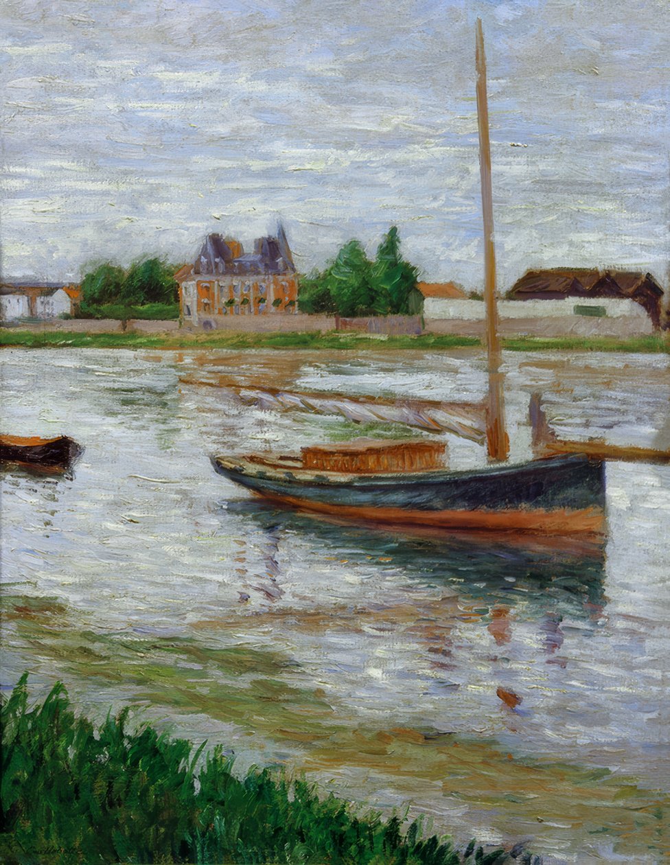 Łódź zakotwiczona na Sekwanie w Argenteuil autorstwa Gustave Caillebotte