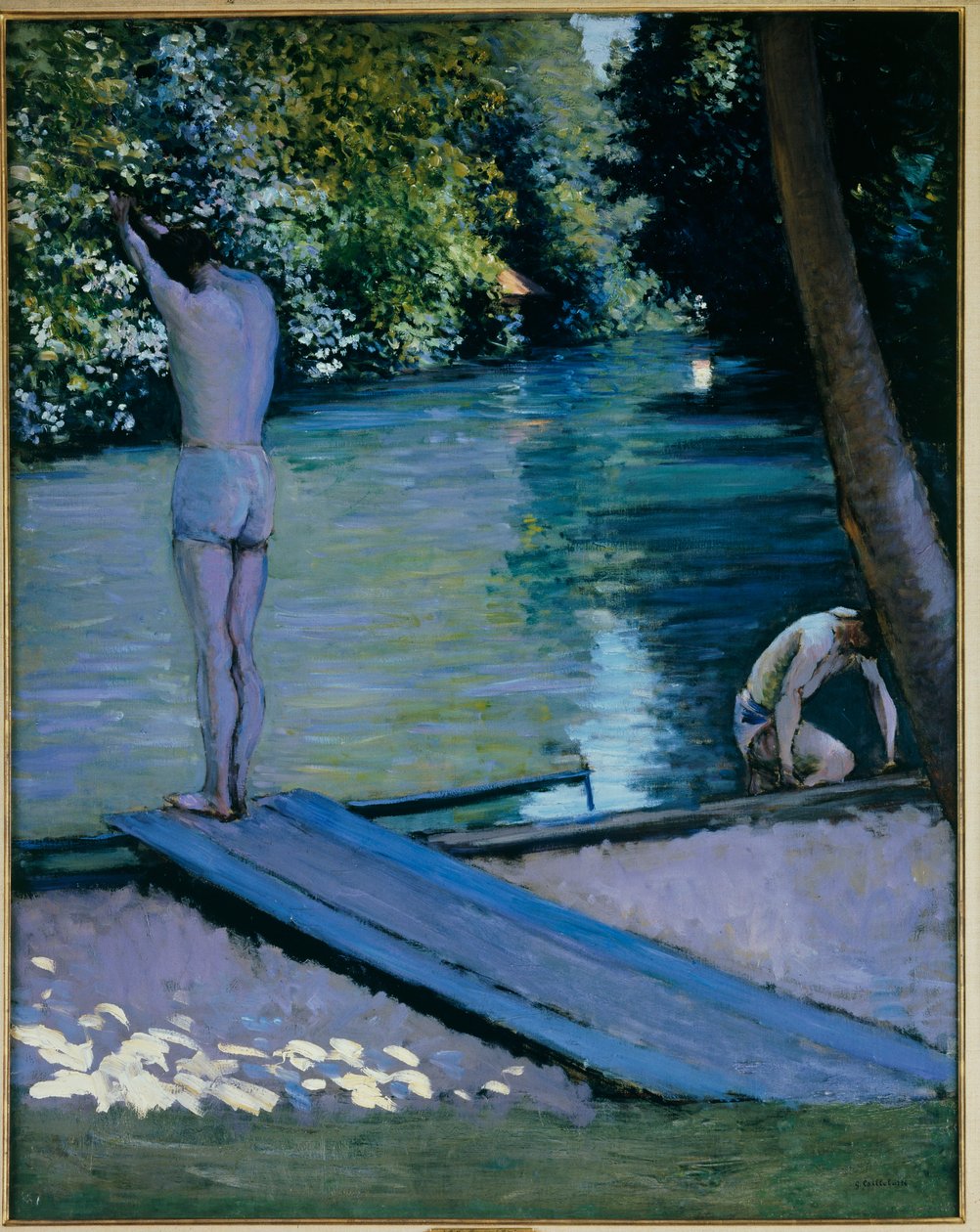 Kąpiący się ma zamiar zanurzyć się w rzece Lyerres autorstwa Gustave Caillebotte