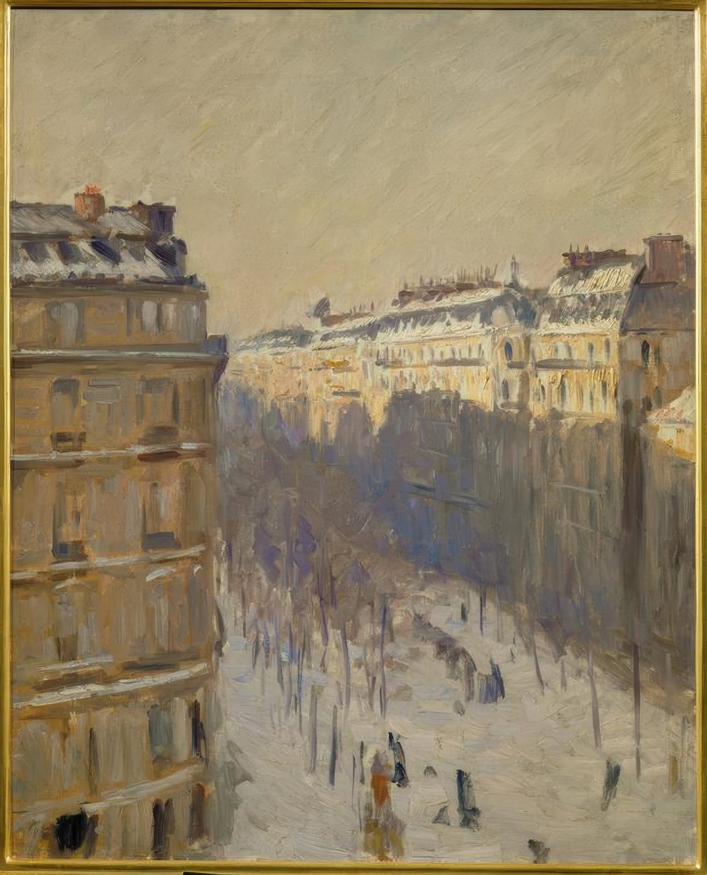 Bulwar Haussmanna, efekt śniegu autorstwa Gustave Caillebotte