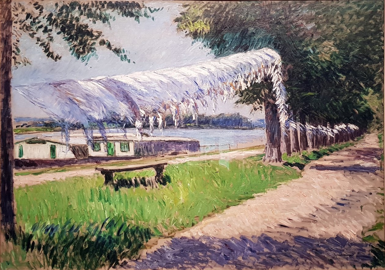 Suszenie prania nad brzegiem Sekwany autorstwa Gustave Caillebotte