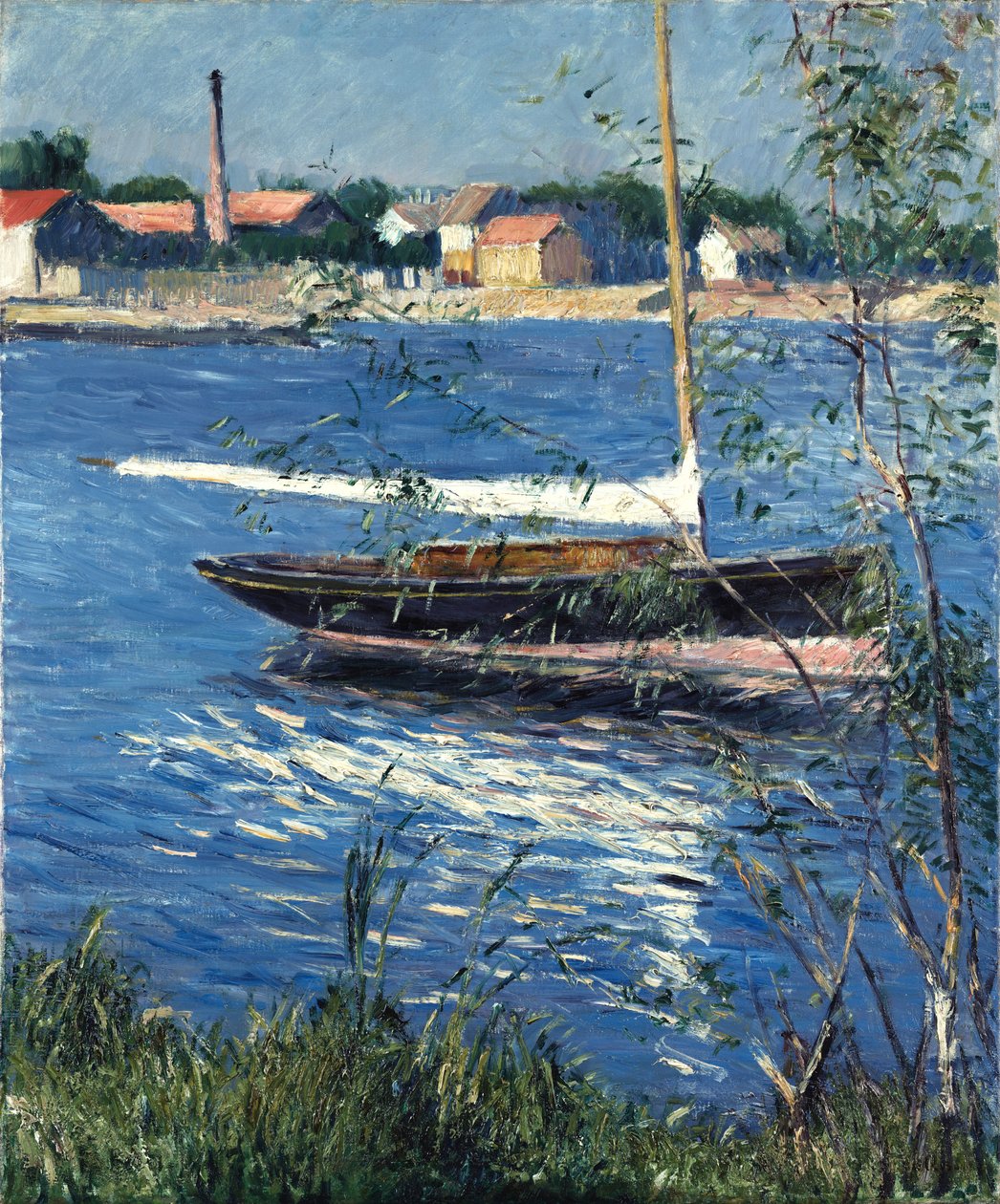 francuski: Bateau au mouillage sur la Seine à Argenteuil Łódź zacumowana na Sekwanie w Argenteuil autorstwa Gustave Caillebotte