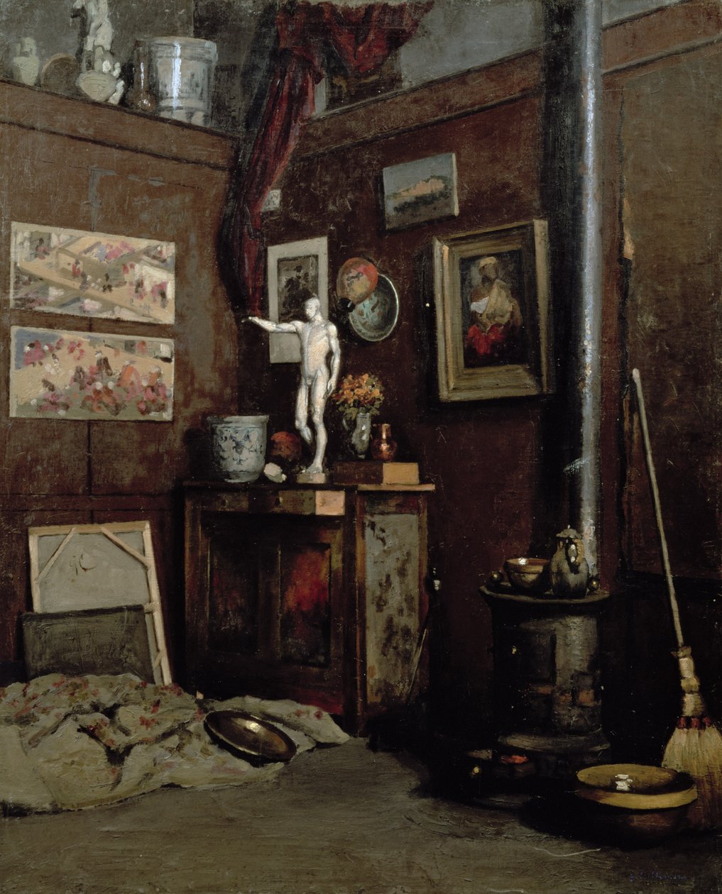 Wnętrze pracowni, ok. 1872-74 (olej na płótnie) autorstwa Gustave Caillebotte