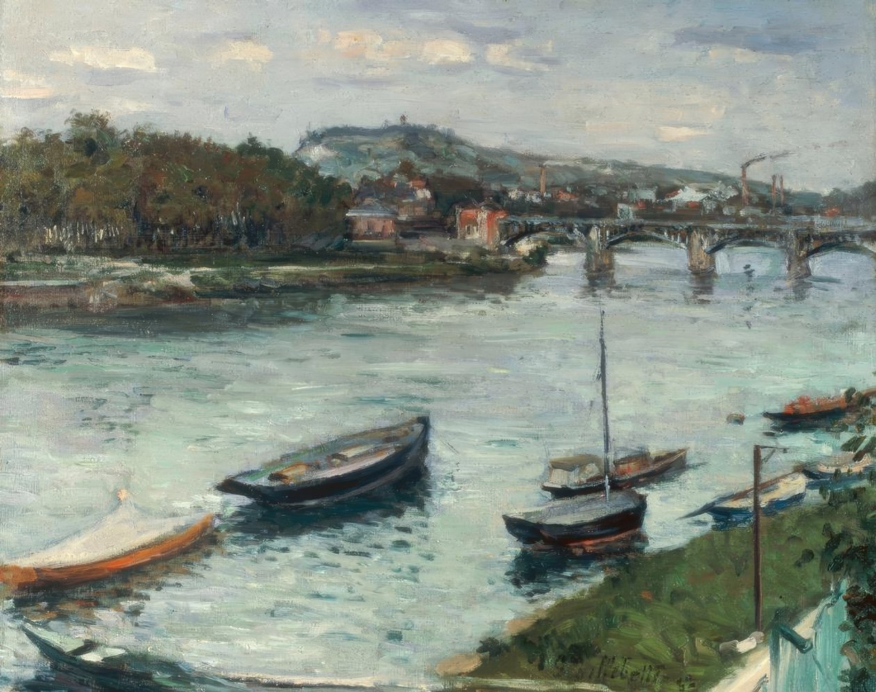 Bank i most Argenteuil autorstwa Gustave Caillebotte