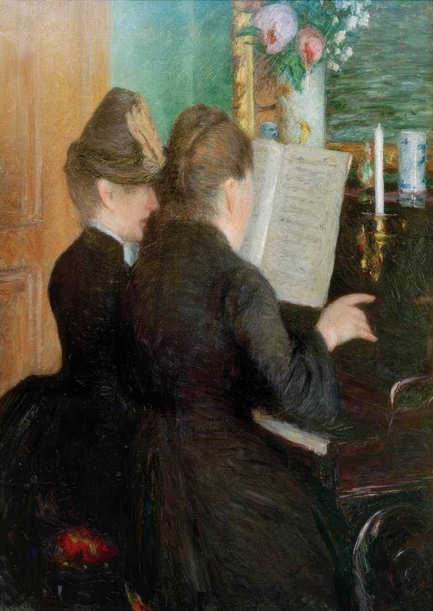 Lekcja gry na pianinie autorstwa Gustave Caillebotte