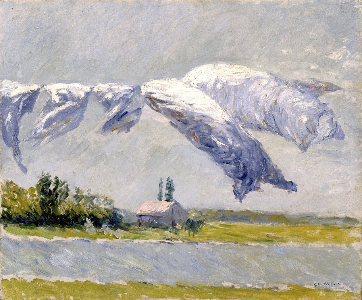Pralnia, Petit Gennevilliers - Gustave Caillebotte (1848-1894). olej na płótnie autorstwa Gustave Caillebotte