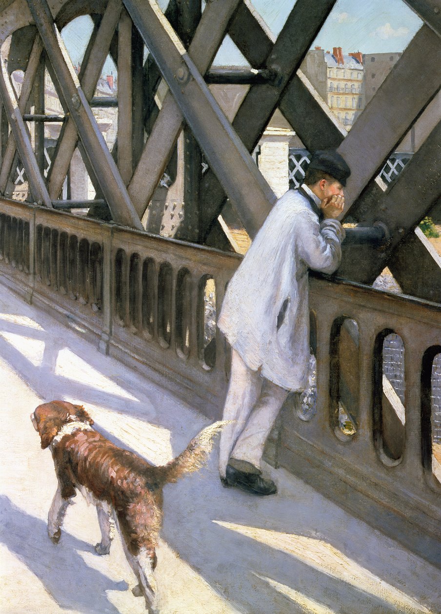 Le Pont de LEurope: detal odpoczywającego człowieka i psa, 1876 detal 50110 autorstwa Gustave Caillebotte
