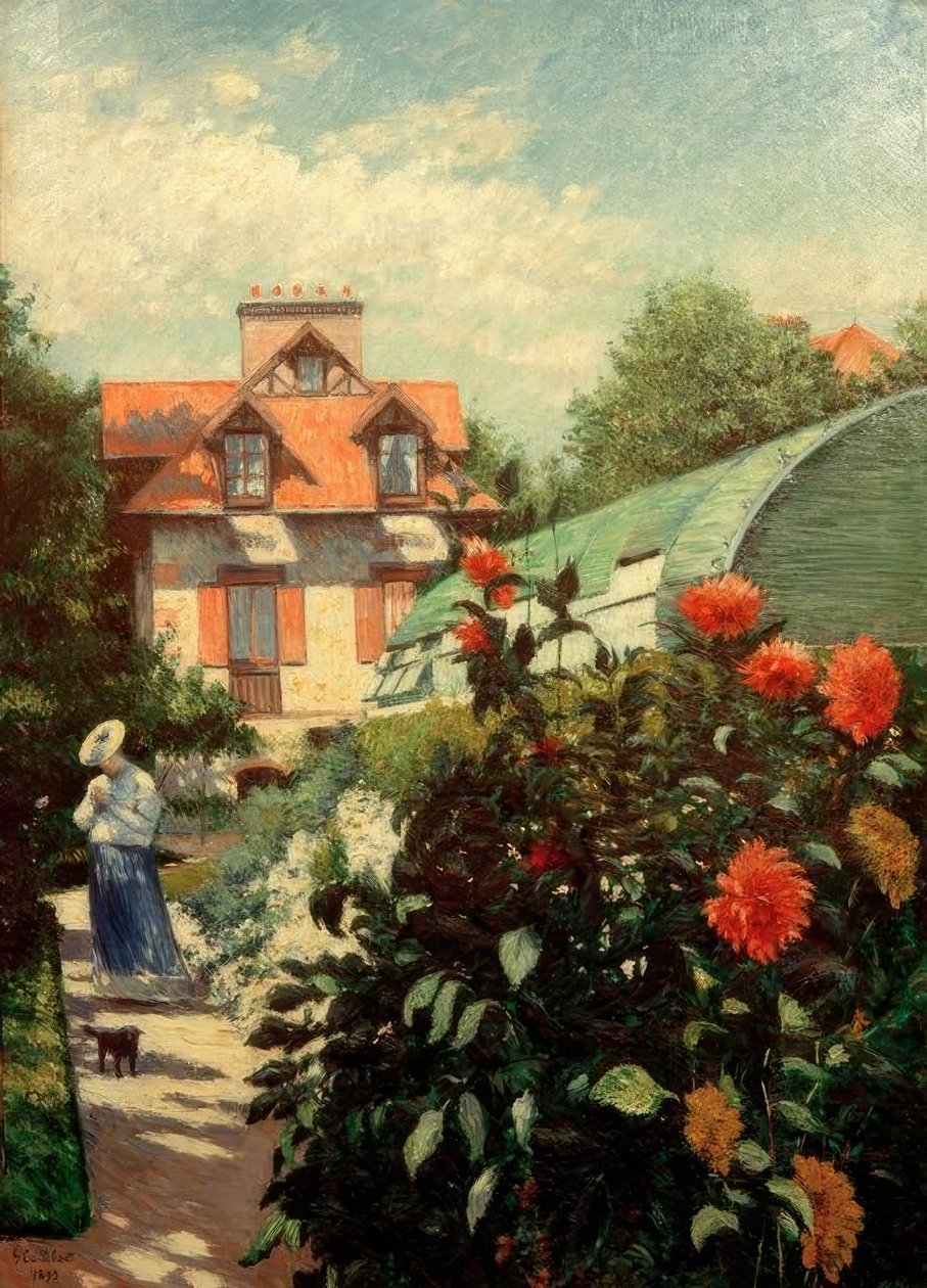 Ogród, Petit Gennevilliers (Les dalie, jardin du Peti autorstwa Gustave Caillebotte