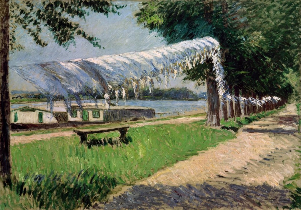 Suszenie prania nad brzegiem Sekwany, Petit Gennevilliers autorstwa Gustave Caillebotte