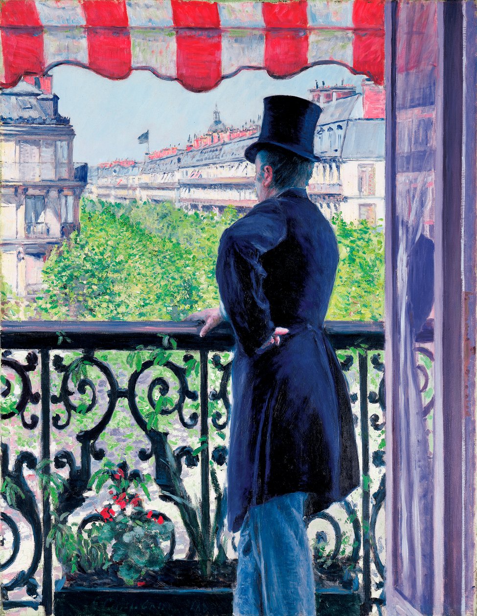Mężczyzna na balkonie, Boulevard Haussmann, 1880 autorstwa Gustave Caillebotte