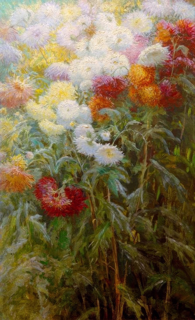 Masyw chryzantemy, ogród Petit Gennevilliers autorstwa Gustave Caillebotte