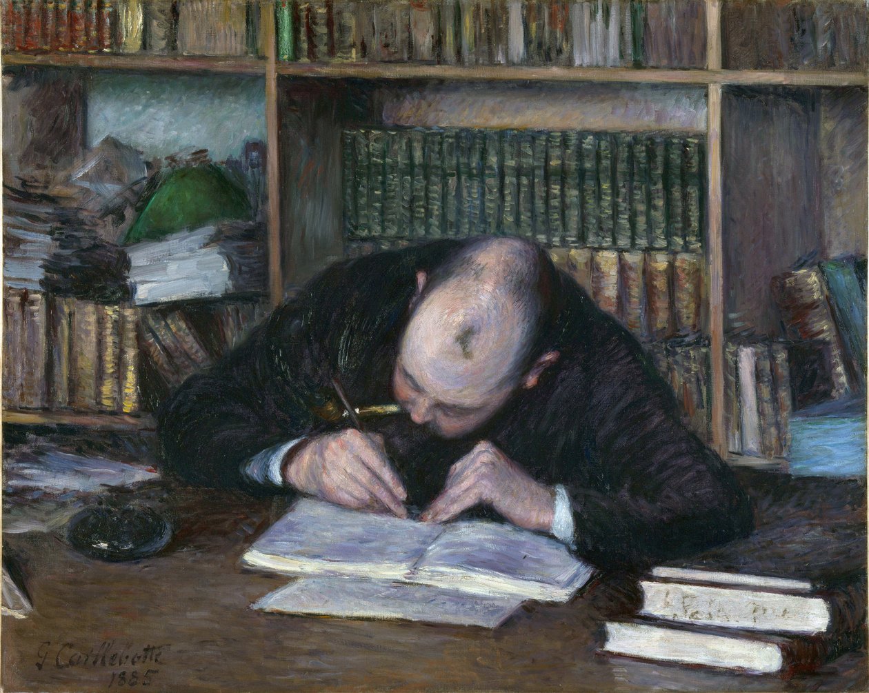Portret Emile Jean Fontaine, księgarz (The Bookseller E. J. Fontaine) - Obraz Gustave Caillebotte (1848-1894), olej na płótnie (65x81 cm) autorstwa Gustave Caillebotte