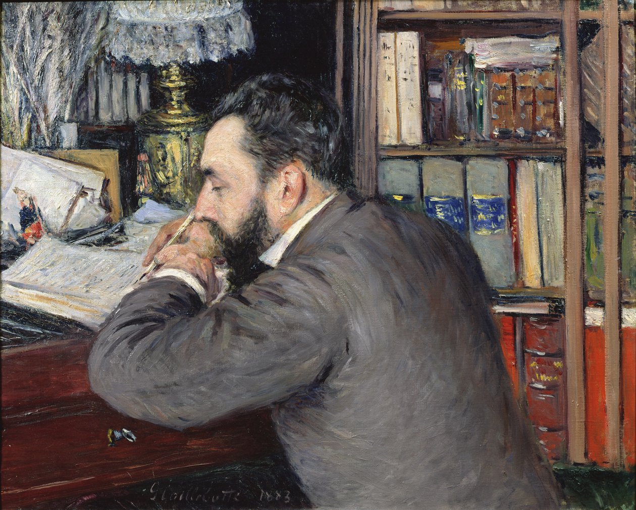 Portret Henri Cordiera (1849-1929), nauczyciela w Szkole Języków Orientalnych, 1883 r. autorstwa Gustave Caillebotte
