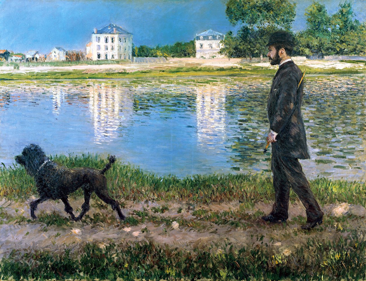 Richard Gallo i jego pies w Petit Gennevilliers, ok. 1883-84 (olej na płótnie) autorstwa Gustave Caillebotte
