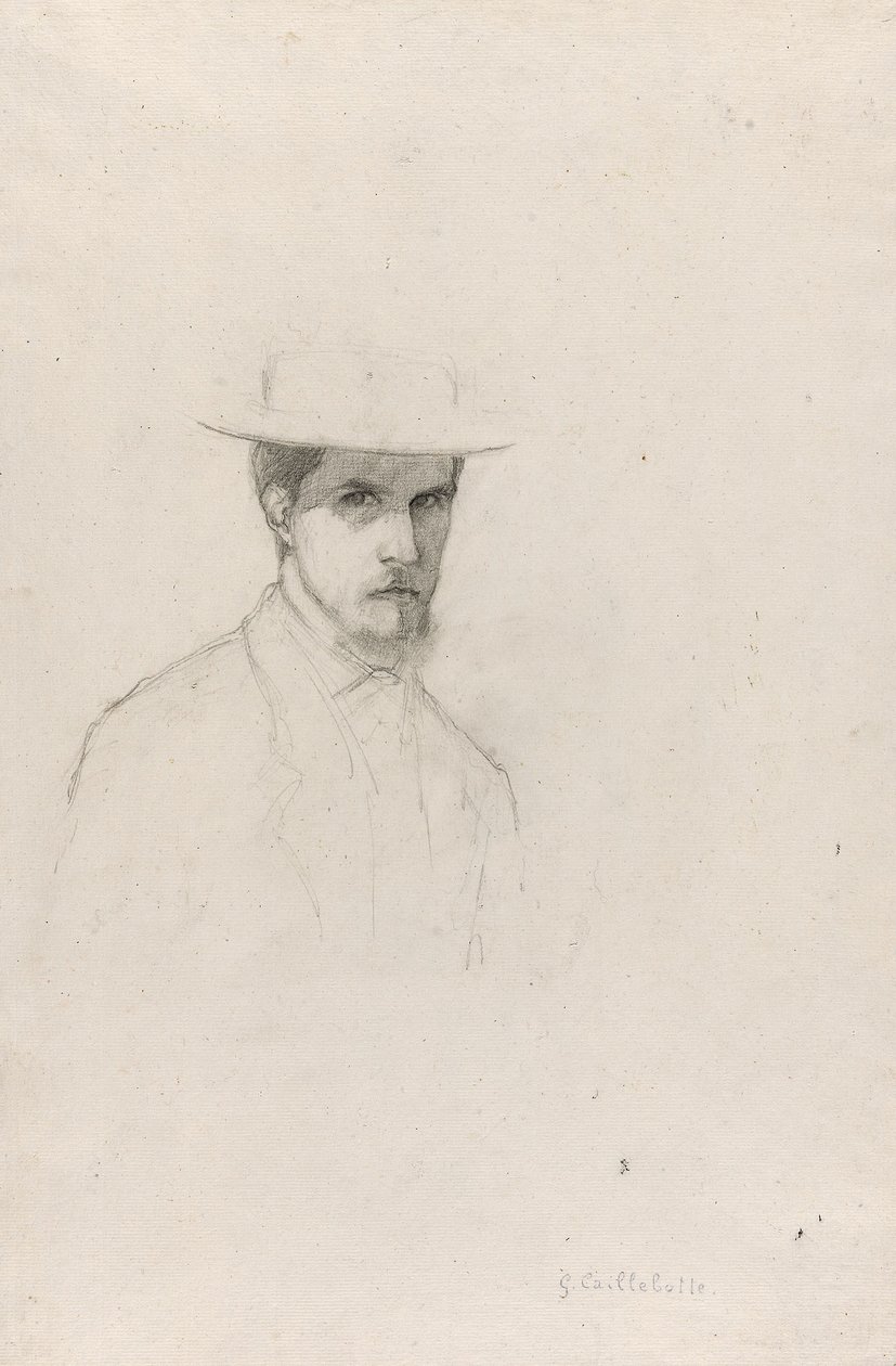 Autoportret z kapeluszem, ok. 1879 (grafit na papierze strukturalnym) autorstwa Gustave Caillebotte