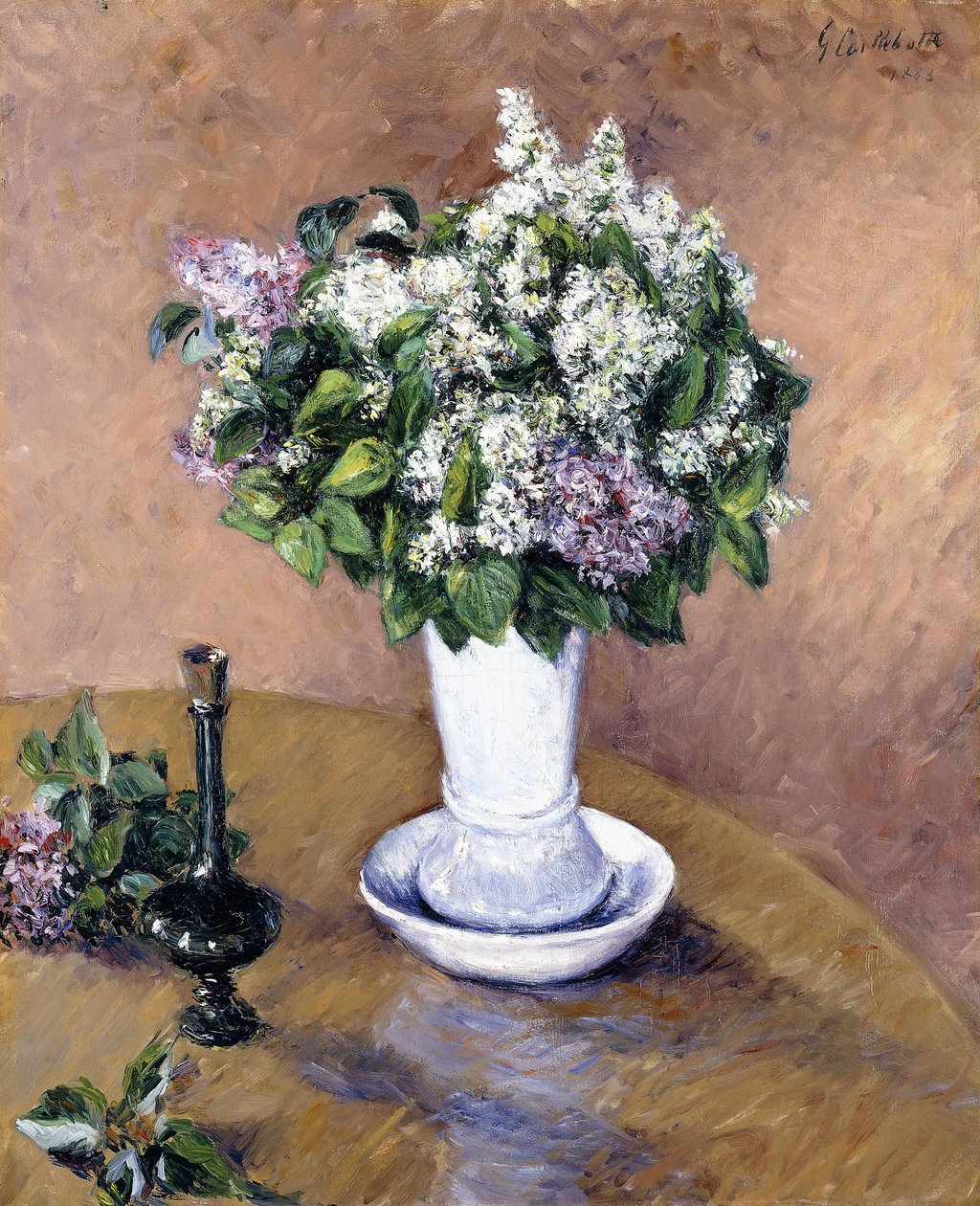 Martwa natura z wazonem bzu, 1883 autorstwa Gustave Caillebotte