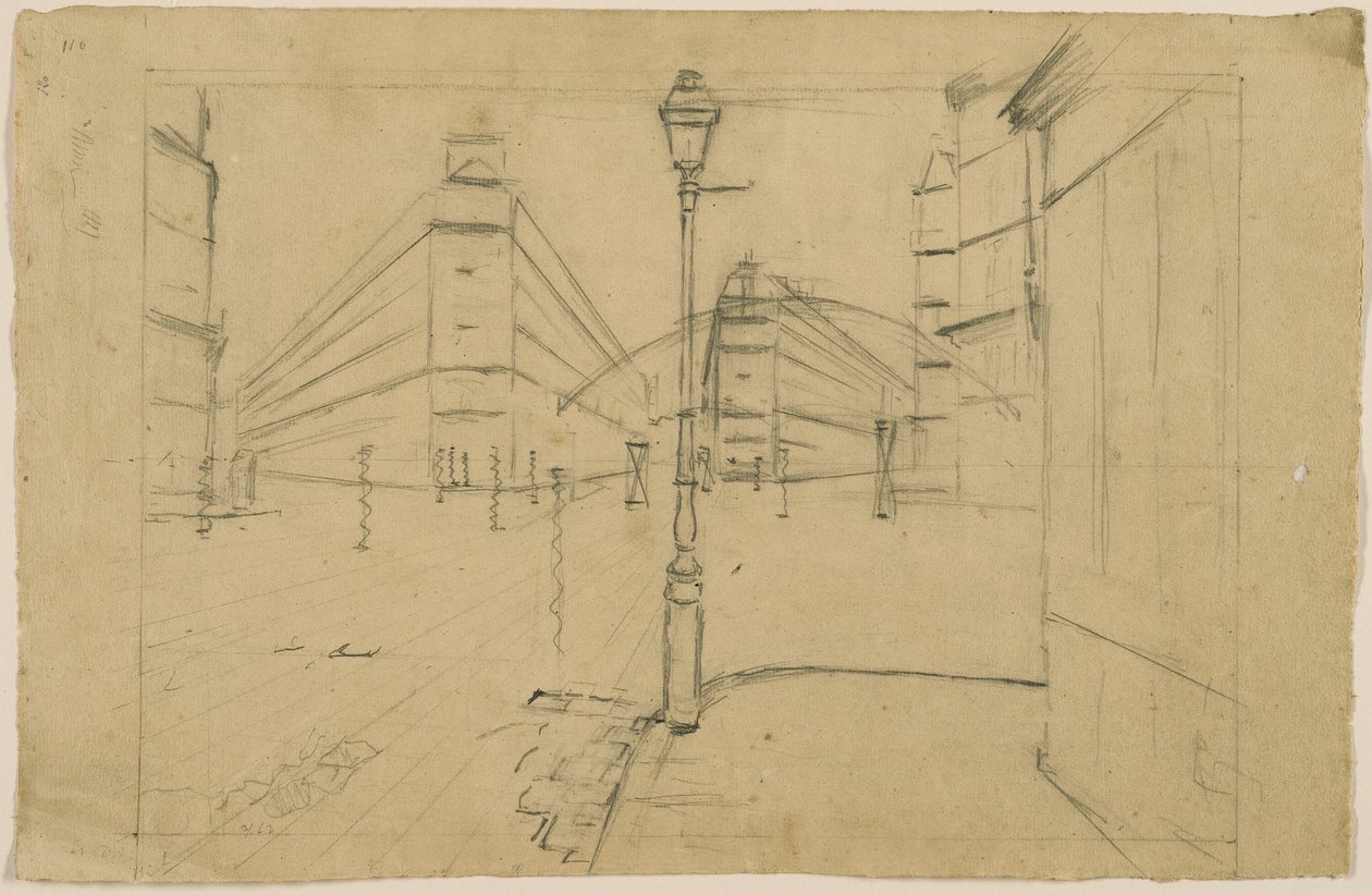 Studium dla Paris Street; Deszczowy dzień autorstwa Gustave Caillebotte