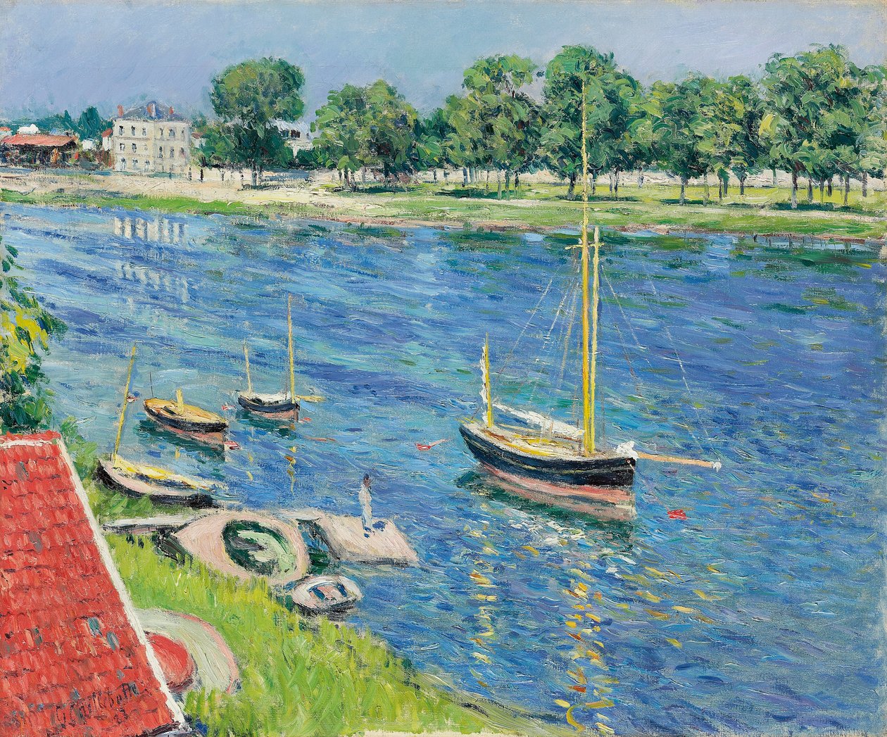 Sekwana w Argenteuil, Łodzie na kotwicy; Sekwana w Argenteuil, łodzie na kotwicy, 1883 autorstwa Gustave Caillebotte