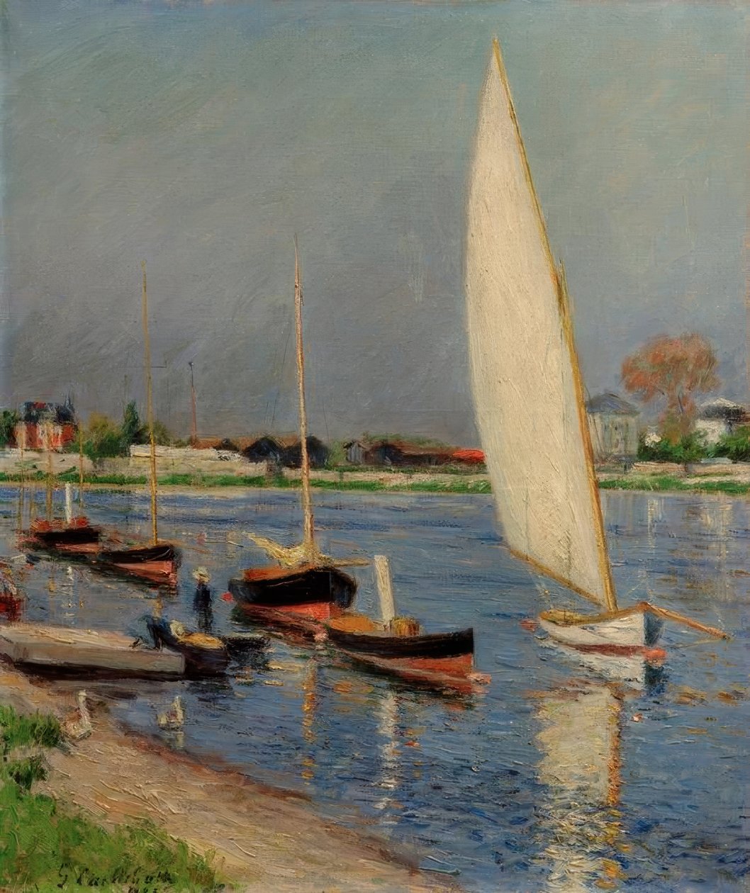 Żaglówki na Sekwanie w Argenteuil autorstwa Gustave Caillebotte