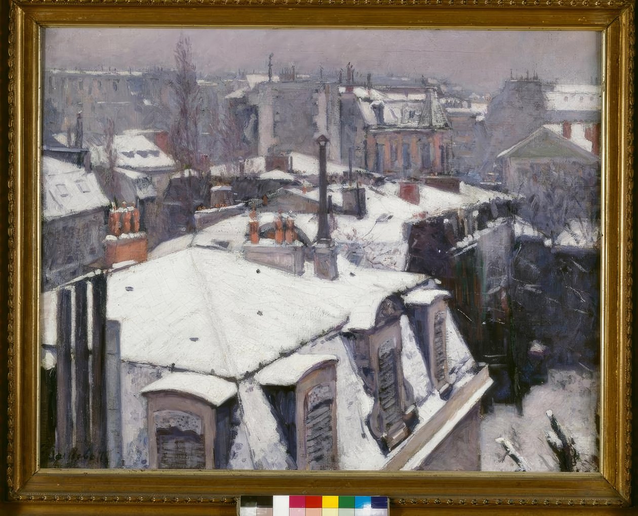 Widok dachów (efekt śniegu), mówi Dachy pod śniegiem autorstwa Gustave Caillebotte