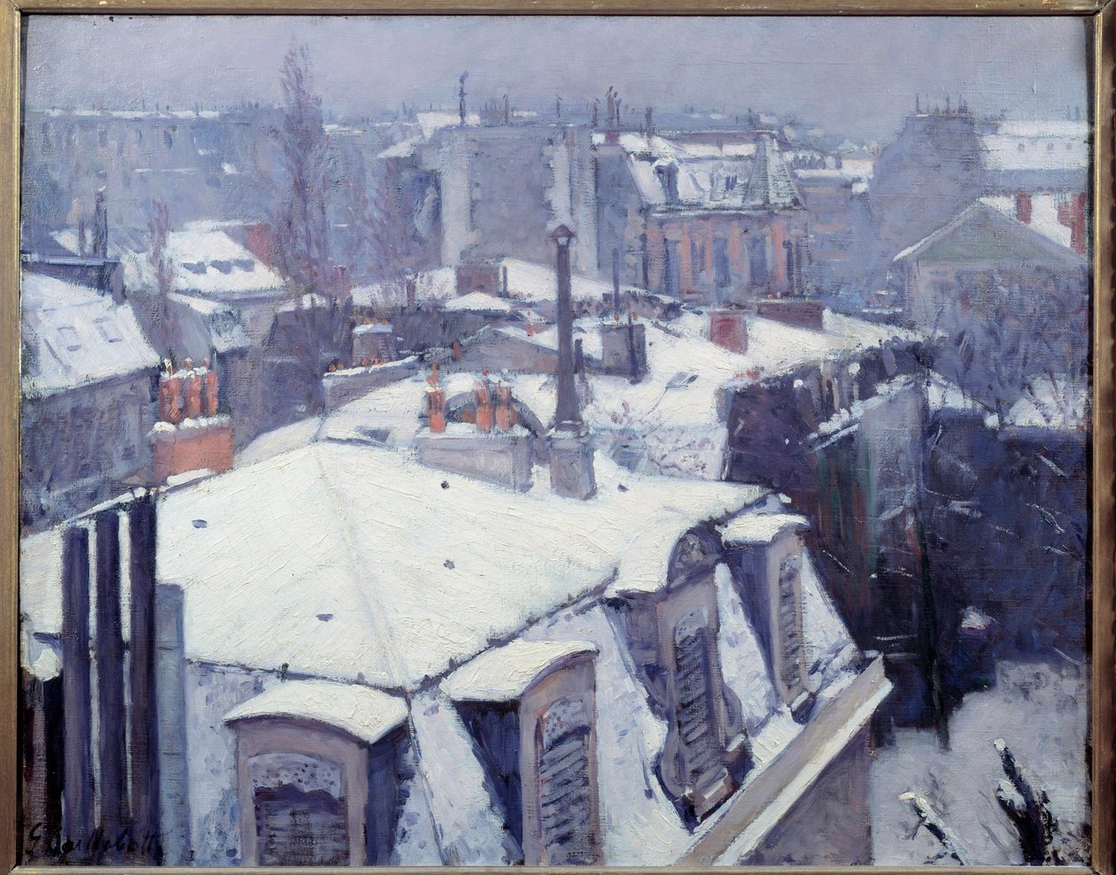 Vue des roofs (effet de neige) a Paryż Obraz Gustave