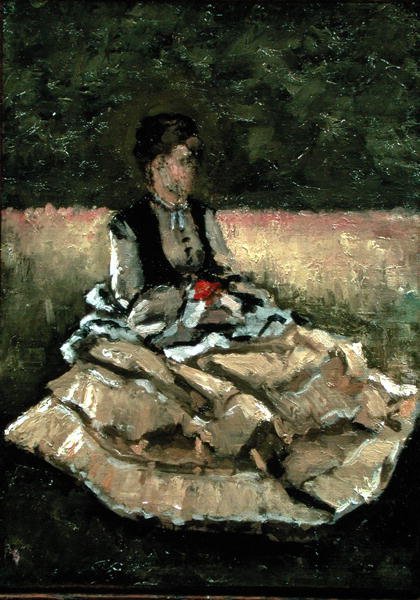 Kobieta siedząca na trawniku (olej na płótnie) autorstwa Gustave Caillebotte