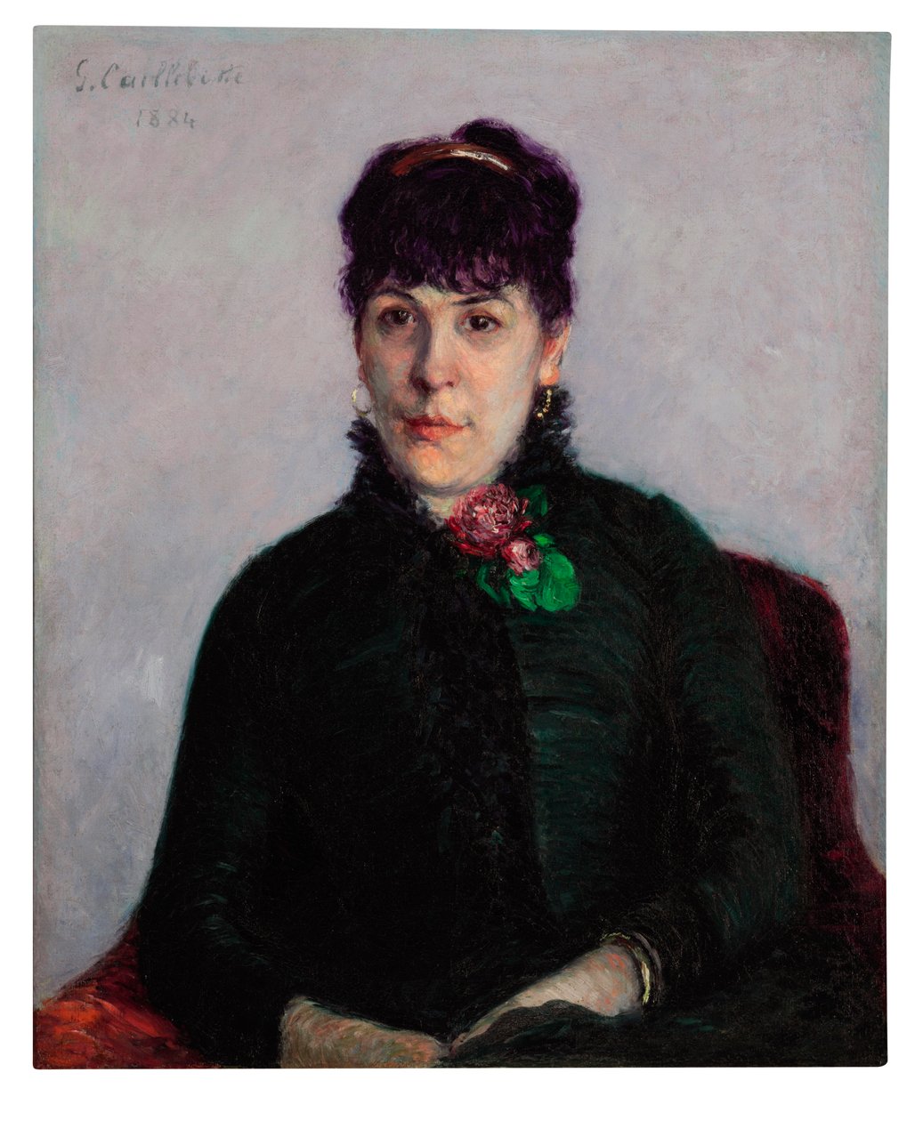 Kobieta z różą, 1884 autorstwa Gustave Caillebotte