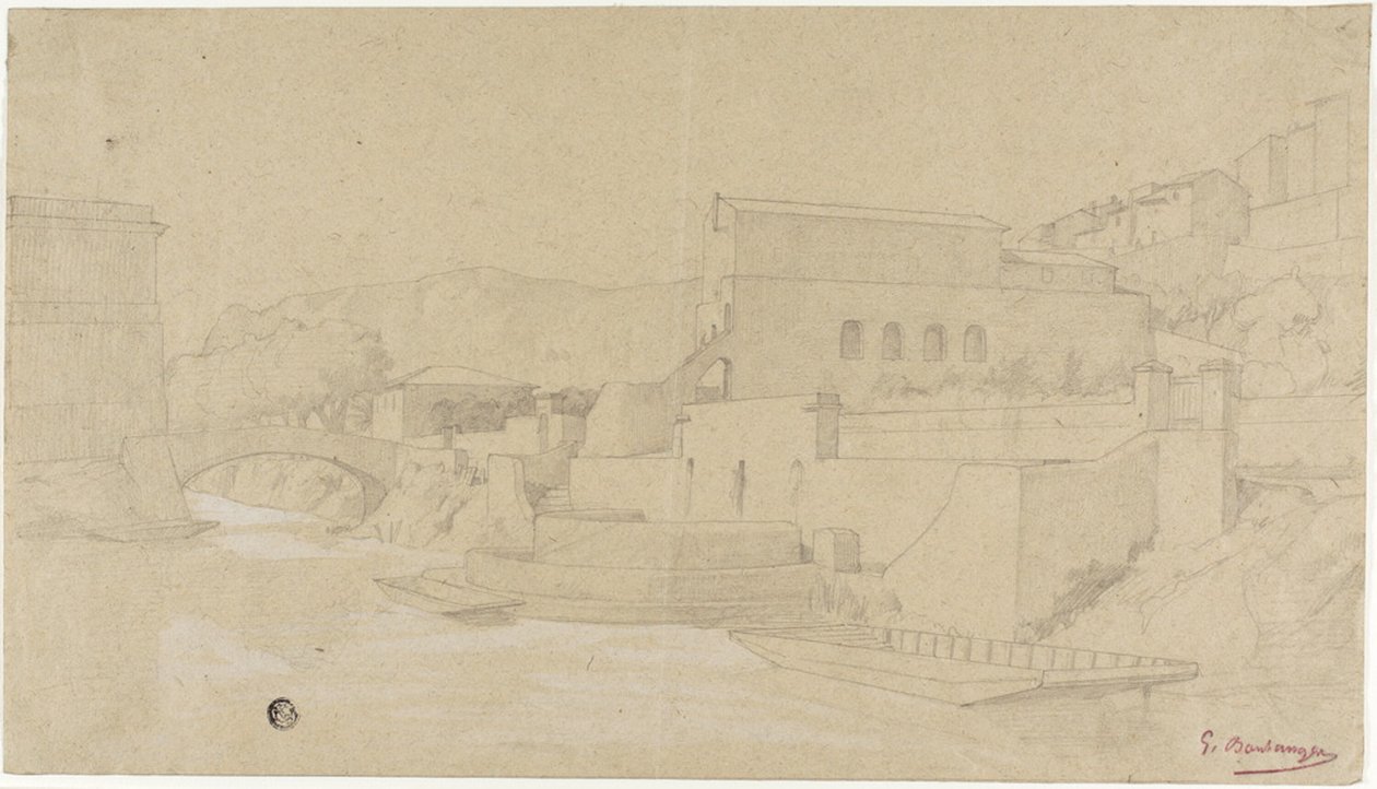 Włoskie miasto nad rzeką autorstwa Gustave Clarence Rodolphe Boulanger