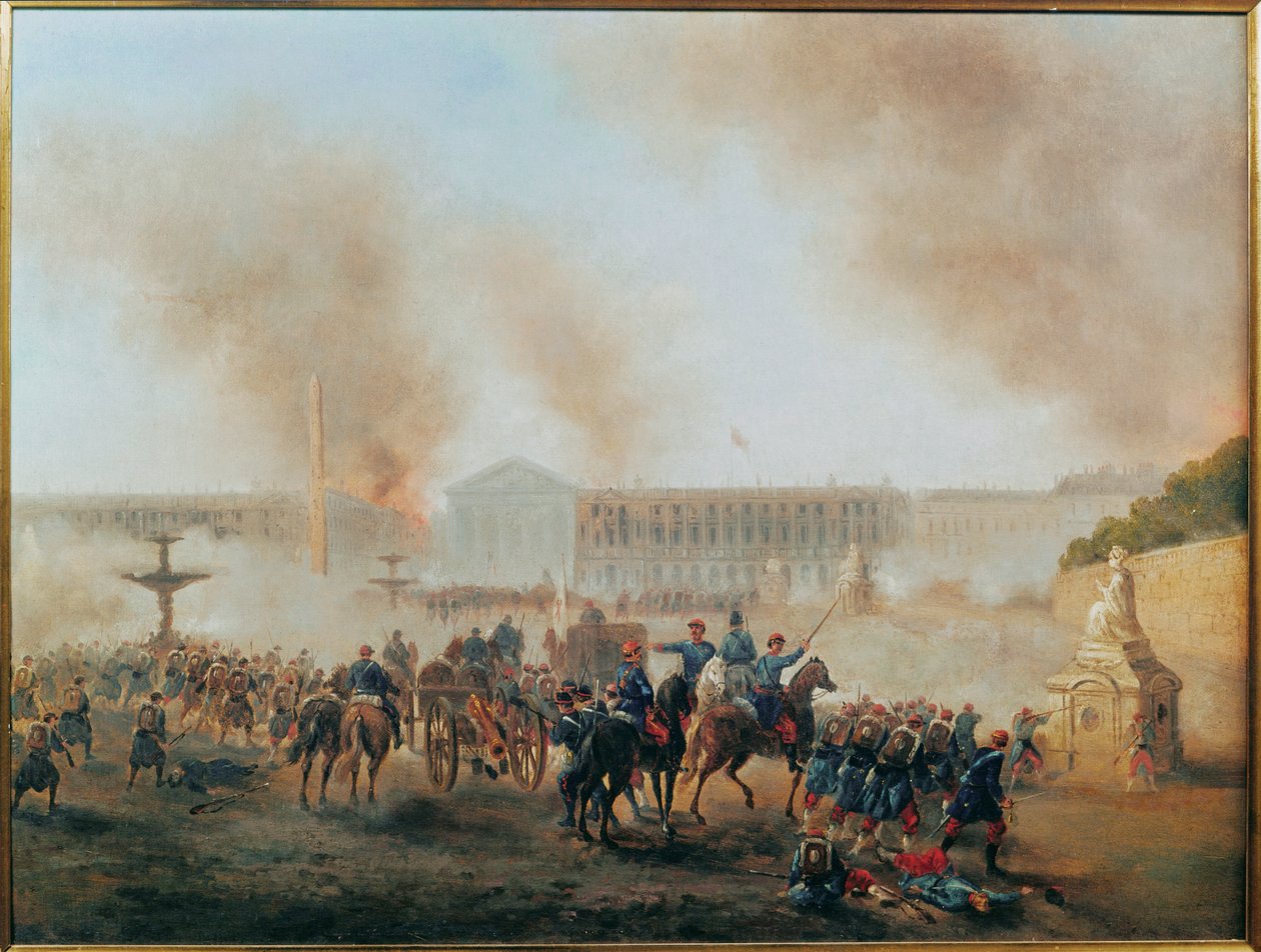 Komuna: Bitwa na Place de la Concorde ... (obraz na płótnie) autorstwa Gustave Clarence Rodolphe Boulanger