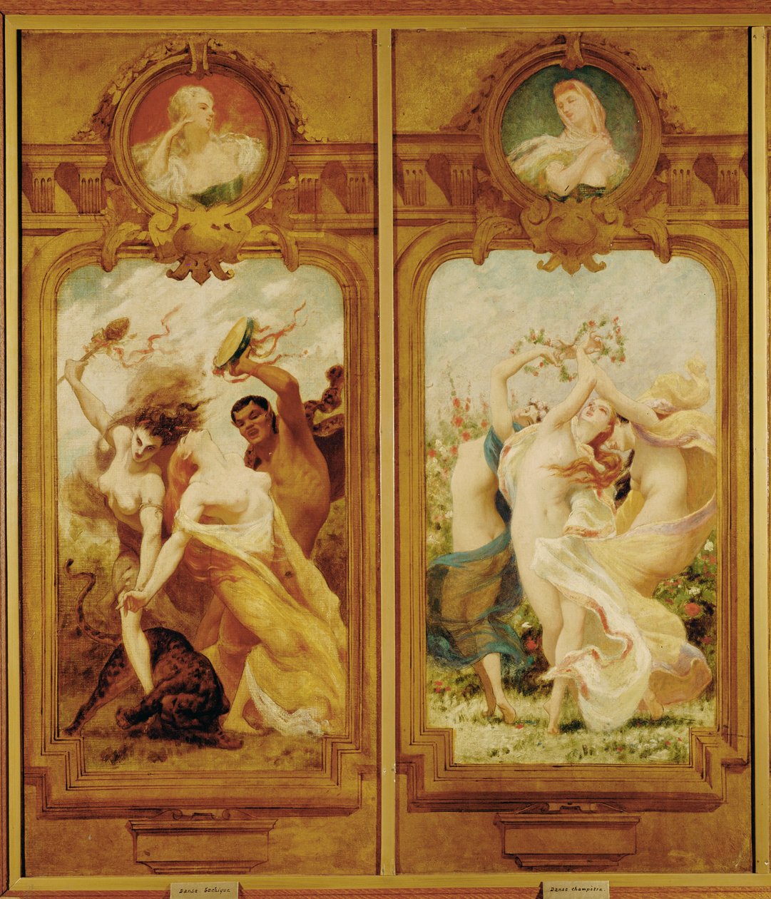 W Foyer de la Danse znajdują się cztery malowidła ścienne autorstwa Boulangera przedstawiające Danse Bachique, Bacchanalia i danse champetre, taniec wiejski ... (malowidło ścienne). autorstwa Gustave Clarence Rodolphe Boulanger
