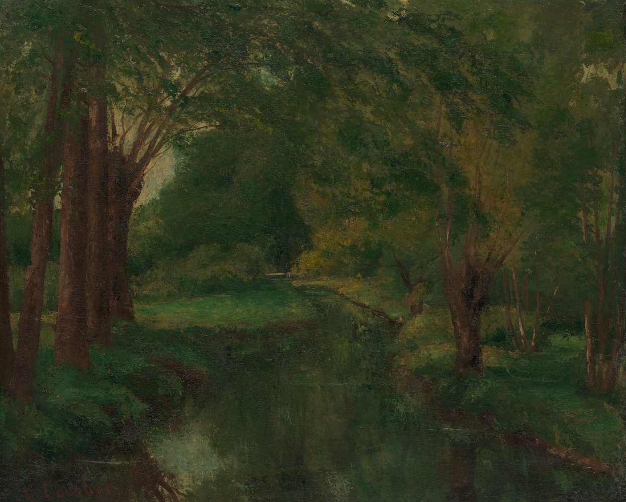Potok na polanie, prawdopodobnie potok, Valley of Fontcouverte, Study, prawdopodobnie 1862. autorstwa Gustave Courbet