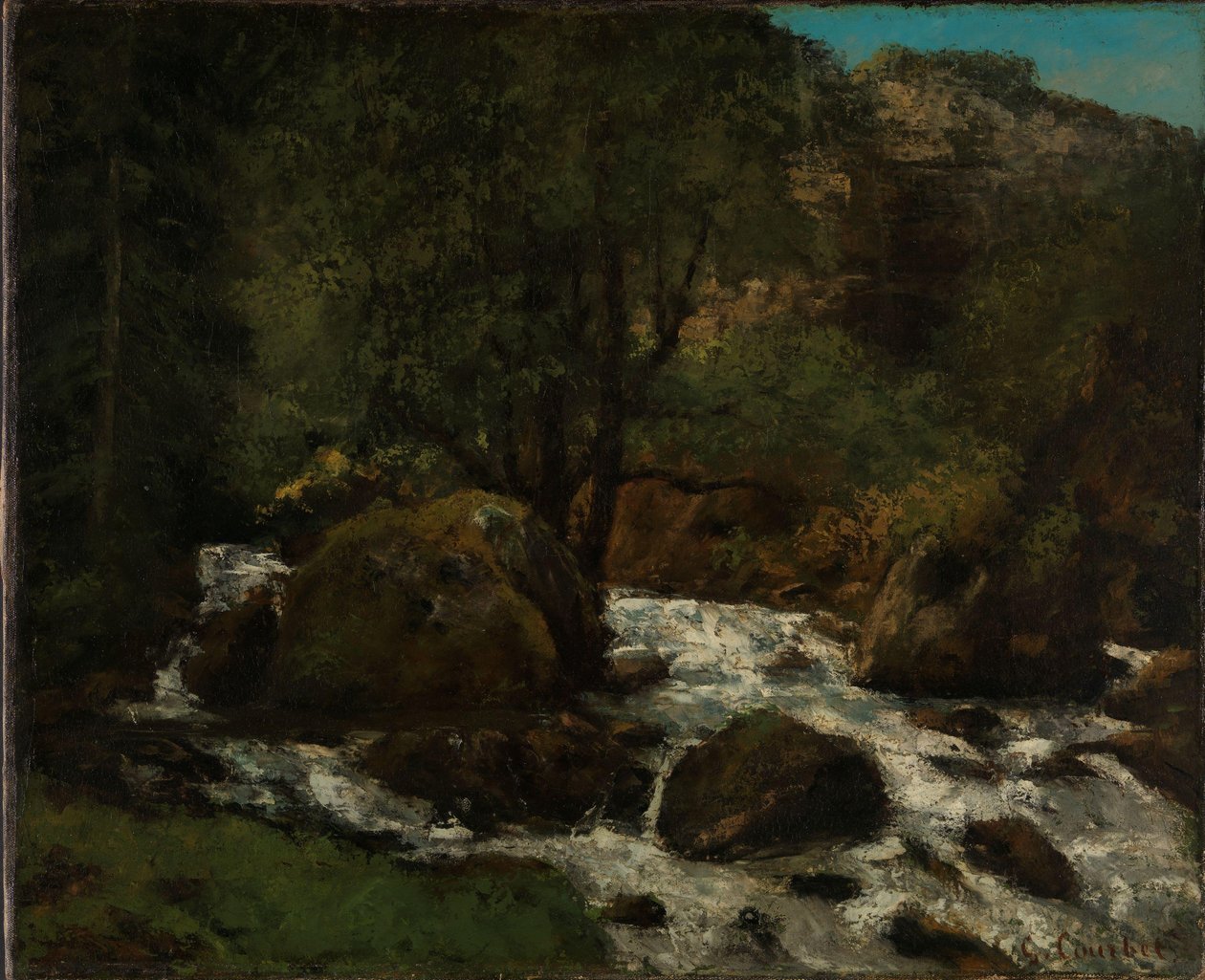 Strumyk w lesie, Jura, ok.1865 (olej na płótnie) autorstwa Gustave Courbet
