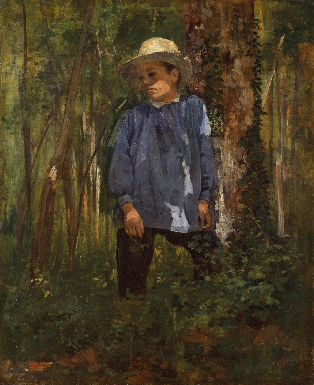 Chłopiec w lesie, ok. 1860 (olej na płótnie) autorstwa Gustave Courbet