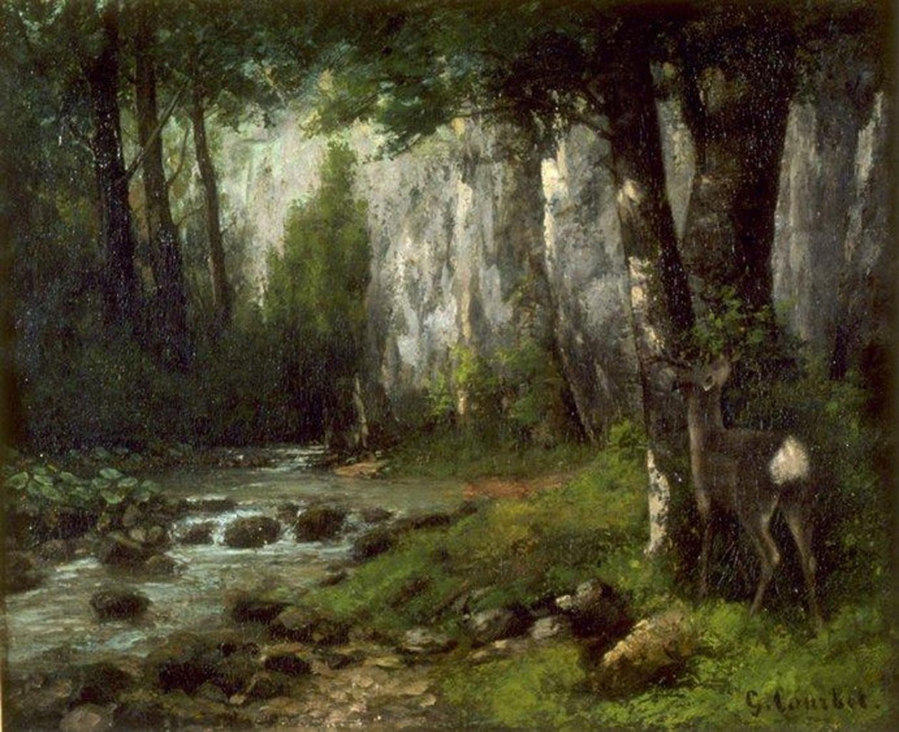 Courbet - Jeleń w lesie, około 1839-1877 autorstwa Gustave Courbet