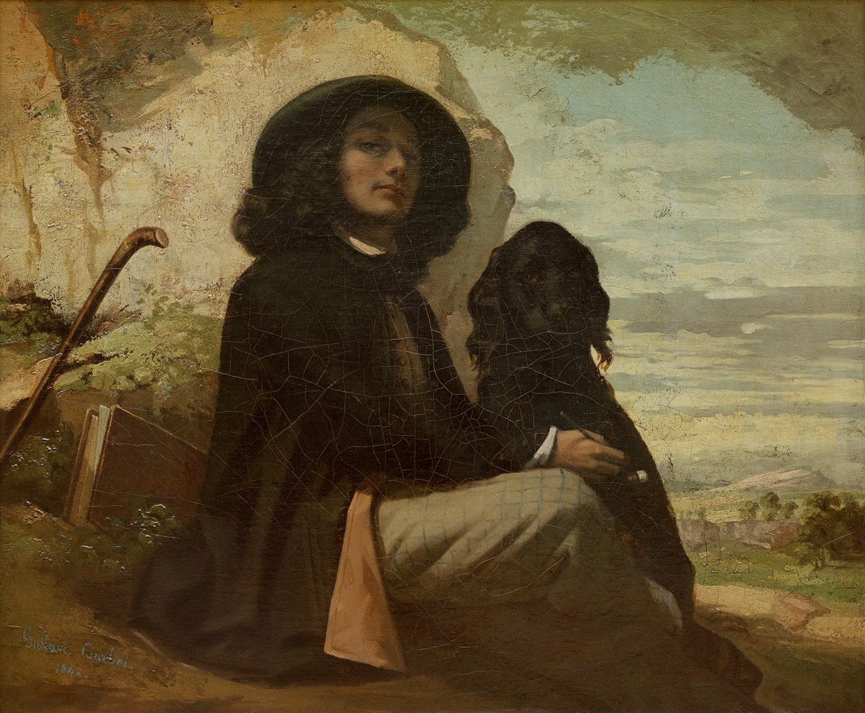 Courbet ze swoim czarnym psem autorstwa Gustave Courbet
