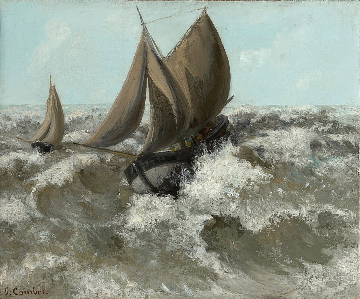 Żaglowiec (pejzaż morski). Około 1869 autorstwa Gustave Courbet