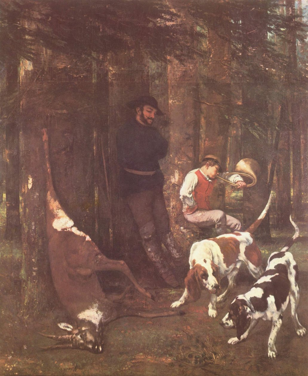 Zdobycz (polowanie z psami) autorstwa Gustave Courbet