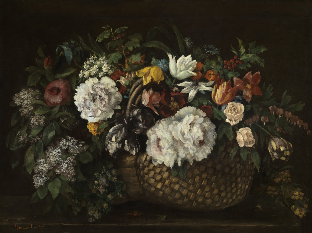 Kwiaty w koszu autorstwa Gustave Courbet