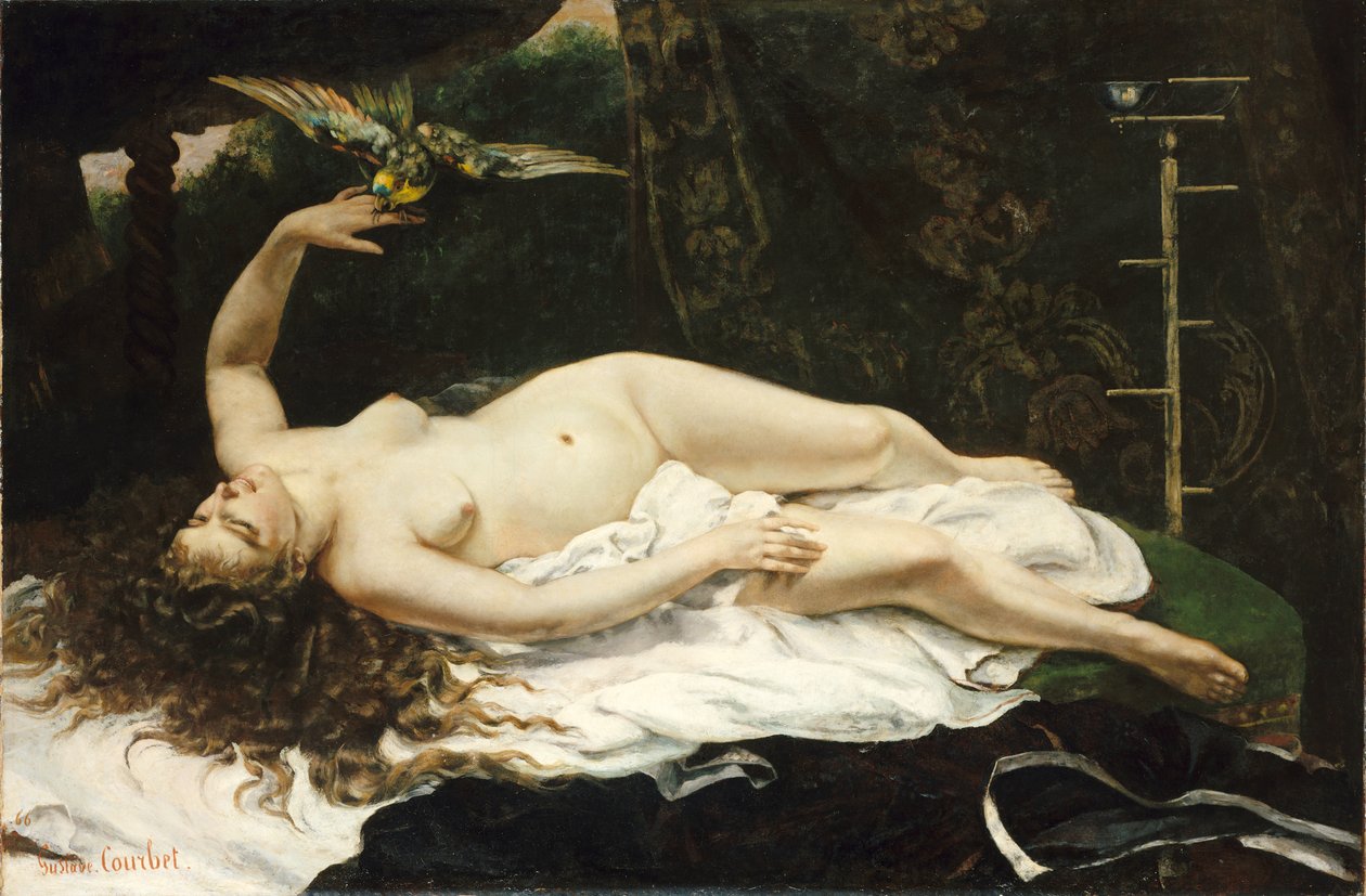 Francuski:  La Femme au perroquet Kobieta z papugą autorstwa Gustave Courbet