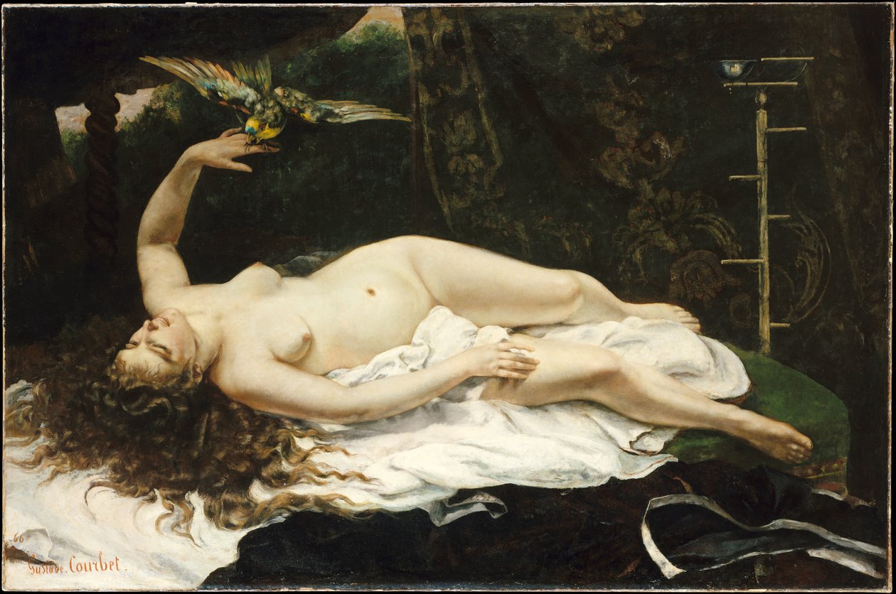 Francuski:  La Femme au perroquet Kobieta z papugą autorstwa Gustave Courbet
