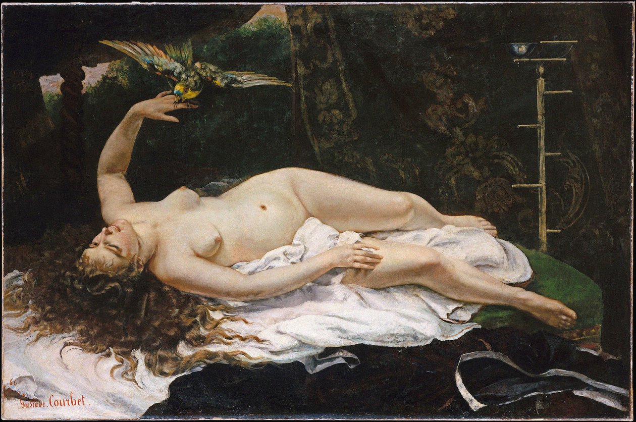 Francuski:  La Femme au perroquet Kobieta z papugą autorstwa Gustave Courbet