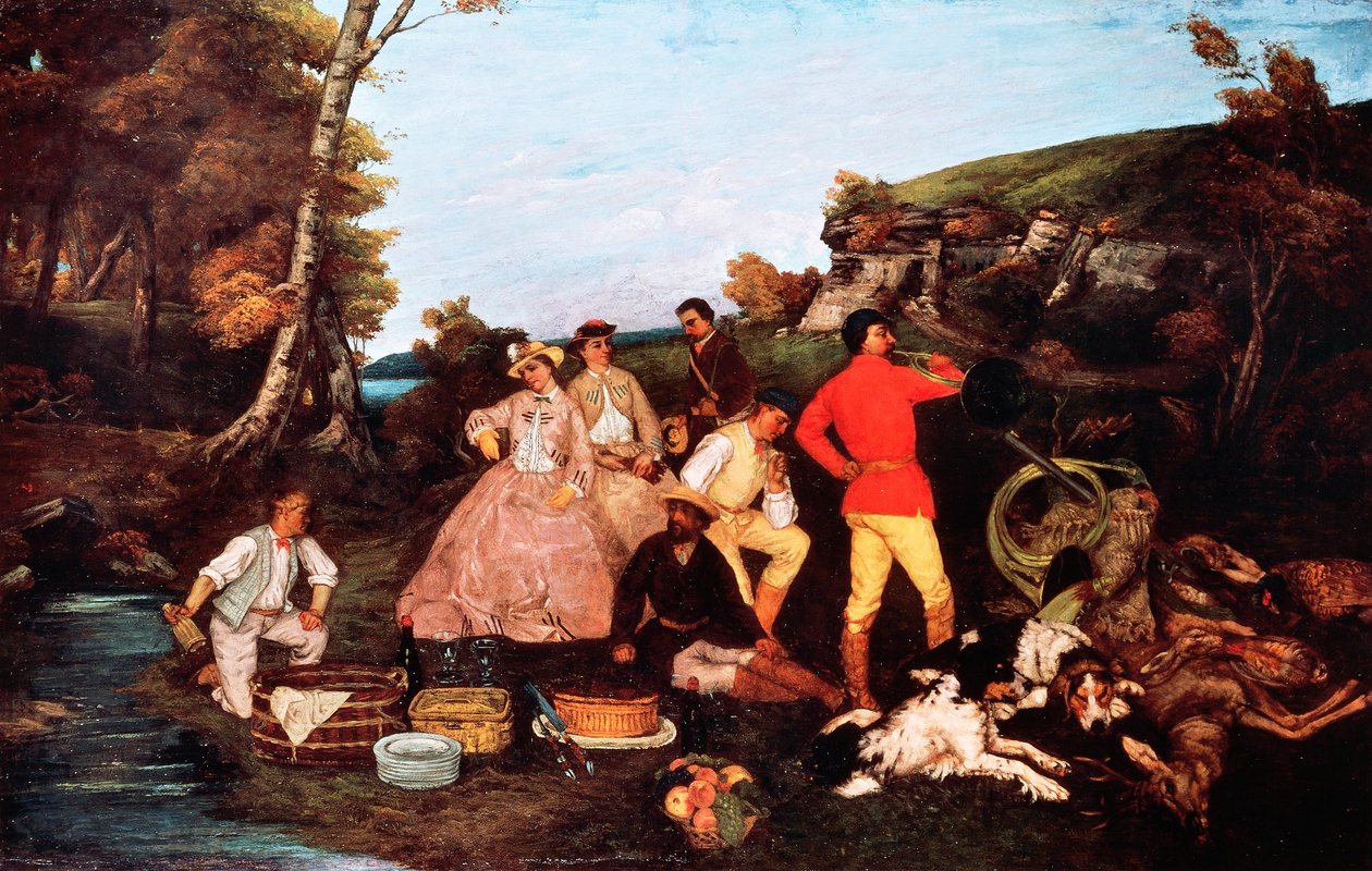 Hallali (posiłek myśliwski lub jeleń Hallali) autorstwa Gustave Courbet