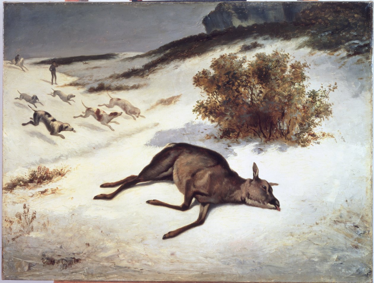 Tył zmuszony w śniegu, 1866 autorstwa Gustave Courbet