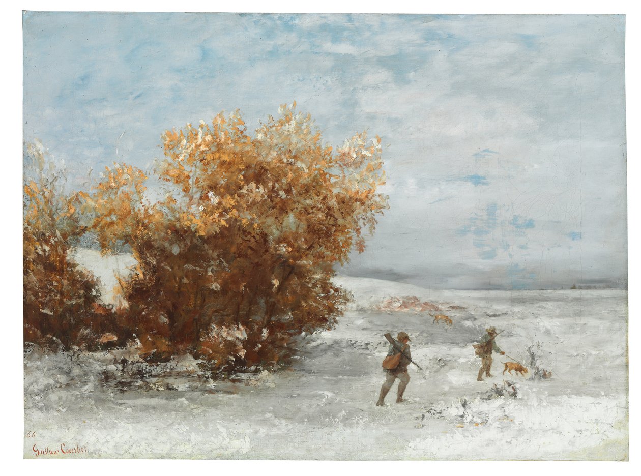 Łowcy na śniegu, 1866 autorstwa Gustave Courbet