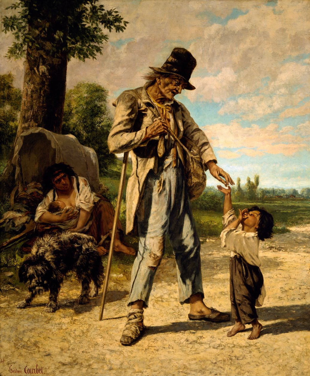 Jałmużna żebraka (olej na płótnie) autorstwa Gustave Courbet